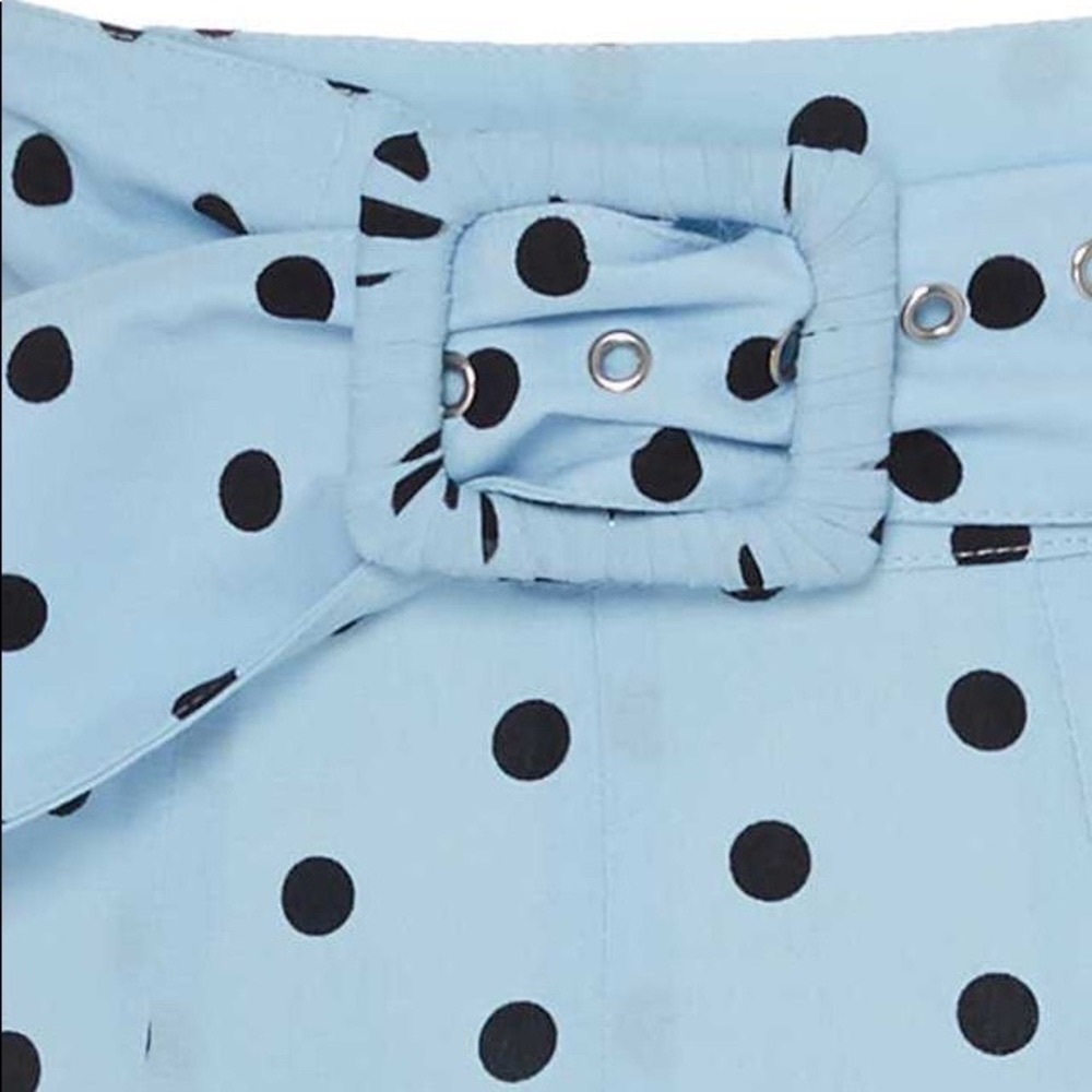 Faithfull Skirt Luda Buckle Belted Flounce Midi Vacation Sylve Dot Blue 6 M NWT - Picture 13 of 15